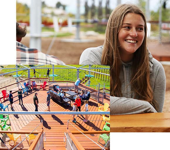 People on the observation deck at RYZE Adventure Park