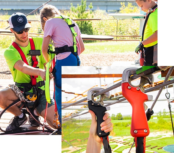The super safe CLiC-iT double clip system being used on the courses at RYZE Adventure Park