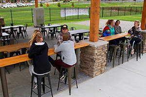 groups of people at the concessions area at Ryze Adventure Park